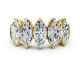 Yellow gold Five Stone Marquise Diamond Prong Set White Gold Band_19
