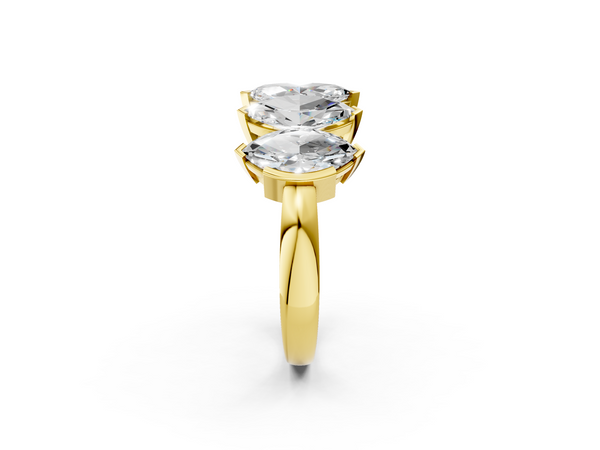 Yellow gold Five Stone Marquise Diamond Prong Set White Gold Band