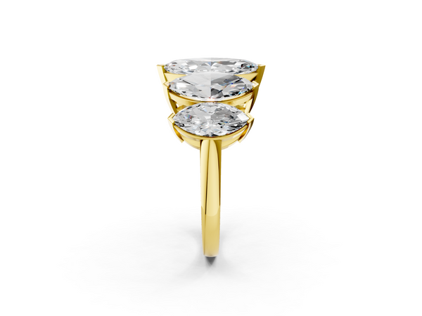 Yellow gold Five-Stone Marquise Diamond Prong Set White Gold Band