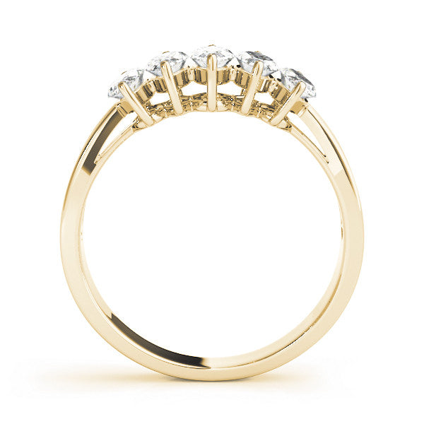 Yellow gold Five-Stone Marquise Diamond Split Shank Ring with Shared Prong Setting 1
