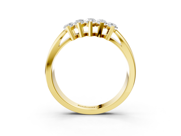 Yellow gold Five-Stone Marquise Diamond Split Shank Ring with Shared Prong Setting