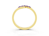 Yellow gold Five-Stone Round Amethyst Crossover Band with Prong Setting_21