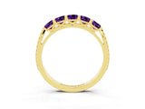 Yellow gold Five-Stone Round Amethyst Prong-Set Band_21