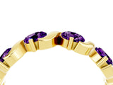 Yellow gold Five-Stone Round Amethyst Wave Band with Shared Prong Setting_10