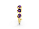 Yellow gold Five-Stone Round Amethyst Wave Band with Shared Prong Setting_8