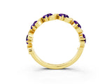 Yellow gold Five-Stone Round Amethyst Wave Band with Shared Prong Setting_9