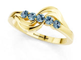 Yellow gold Five-Stone Round Aquamarine Crossover Band with Prong Setting_19