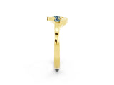 Yellow gold Five-Stone Round Aquamarine Crossover Band with Prong Setting_20