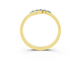 Yellow gold Five-Stone Round Aquamarine Crossover Band with Prong Setting_21