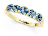 Yellow gold Five-Stone Round Aquamarine Prong-Set Band_19