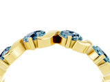 Yellow gold Five-Stone Round Aquamarine Wave Band with Shared Prong Setting_10