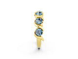 Yellow gold Five-Stone Round Aquamarine Wave Band with Shared Prong Setting_8