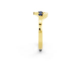 Yellow gold Five-Stone Round Blue Sapphire Crossover Band with Prong Setting_20