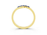 Yellow gold Five-Stone Round Blue Sapphire Crossover Band with Prong Setting_21