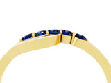 Yellow gold Five-Stone Round Blue Sapphire Crossover Band with Prong Setting_22