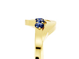Yellow gold Five-Stone Round Blue Sapphire Crossover Band with Prong Setting_23