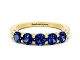 Yellow gold Five-Stone Round Blue Sapphire Prong-Set Band_18