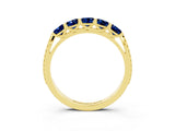 Yellow gold Five-Stone Round Blue Sapphire Prong-Set Band_21
