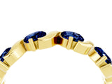 Yellow gold Five-Stone Round Blue Sapphire Wave Band with Shared Prong Setting_10