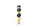 Yellow gold Five-Stone Round Blue Sapphire Wave Band with Shared Prong Setting_8