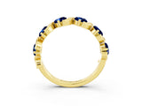 Yellow gold Five-Stone Round Blue Sapphire Wave Band with Shared Prong Setting_9