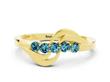 Yellow gold Five-Stone Round Blue Topaz Crossover Band with Prong Setting_18