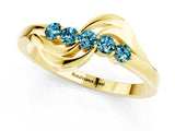 Yellow gold Five-Stone Round Blue Topaz Crossover Band with Prong Setting_19