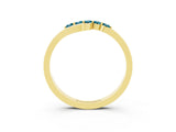 Yellow gold Five-Stone Round Blue Topaz Crossover Band with Prong Setting_21