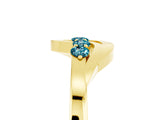 Yellow gold Five-Stone Round Blue Topaz Crossover Band with Prong Setting_23