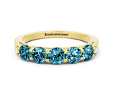 Yellow gold Five-Stone Round Blue Topaz Prong-Set Band_18