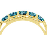 Yellow gold Five-Stone Round Blue Topaz Prong-Set Band_22