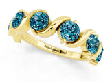 Yellow gold Five-Stone Round Blue Topaz Wave Band with Shared Prong Setting_7