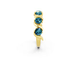 Yellow gold Five-Stone Round Blue Topaz Wave Band with Shared Prong Setting_8