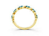 Yellow gold Five-Stone Round Blue Topaz Wave Band with Shared Prong Setting_9