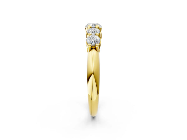 Yellow gold Five-Stone Round Brilliant Diamond Prong Set White Gold Band