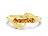 Yellow gold Five-Stone Round Citrine Crossover Band with Prong Setting_18