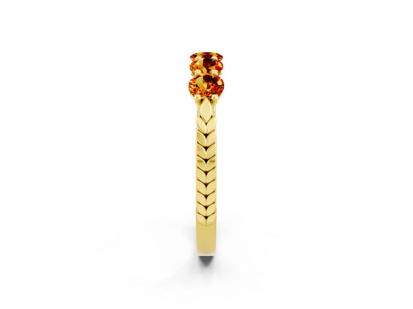 Yellow gold Five-Stone Round Citrine Prong-Set Band