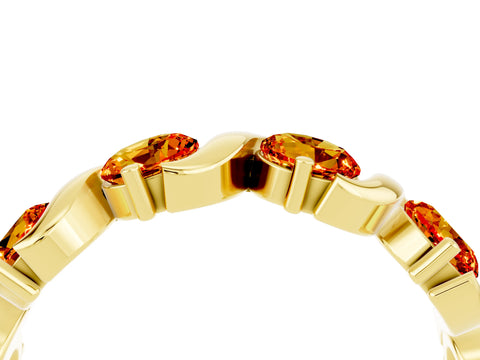 Yellow gold Five-Stone Round Citrine Wave Band with Shared Prong Setting_10