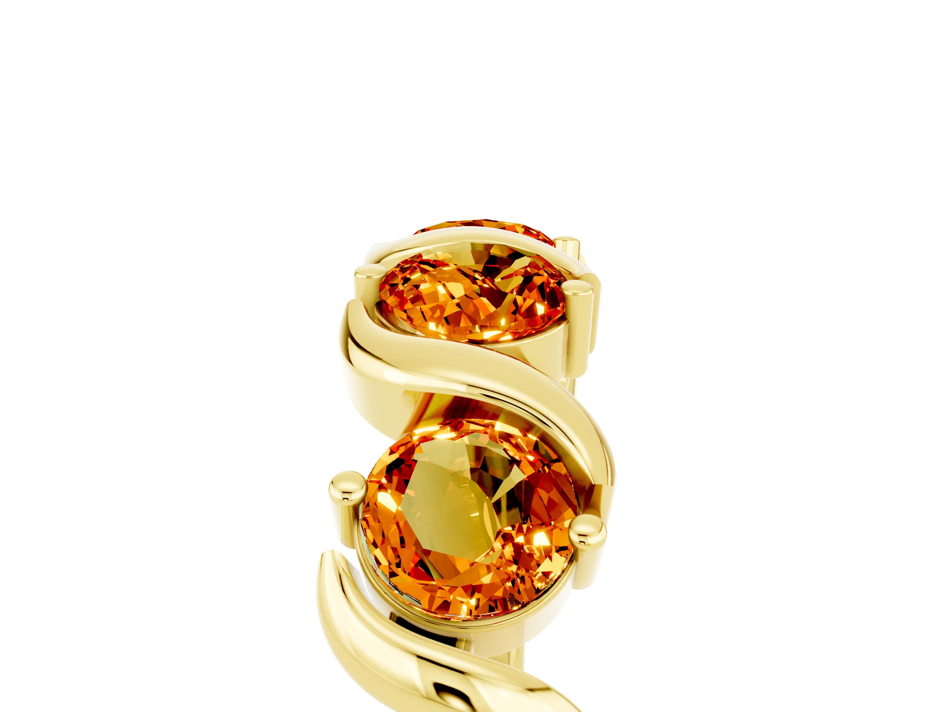 Yellow gold Five-Stone Round Citrine Wave Band with Shared Prong Setting_11