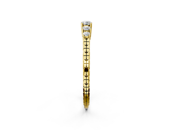 Yellow gold Five-Stone Round Cut Diamond Prong Set Eternity Band
