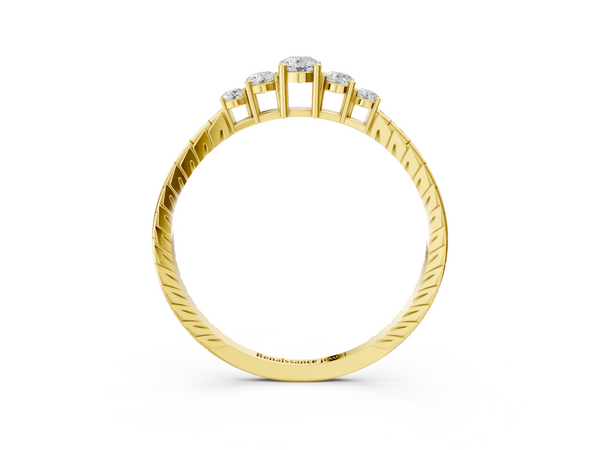 Yellow gold Five-Stone Round Cut Diamond Prong Set Eternity Band