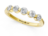Yellow gold Five-Stone Round Cut Diamond Prong-Set Half Eternity Band_5