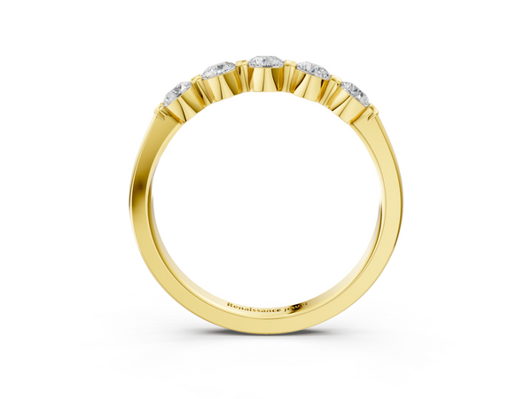 Yellow gold Five-Stone Round Cut Diamond Prong-Set Half Eternity Band
