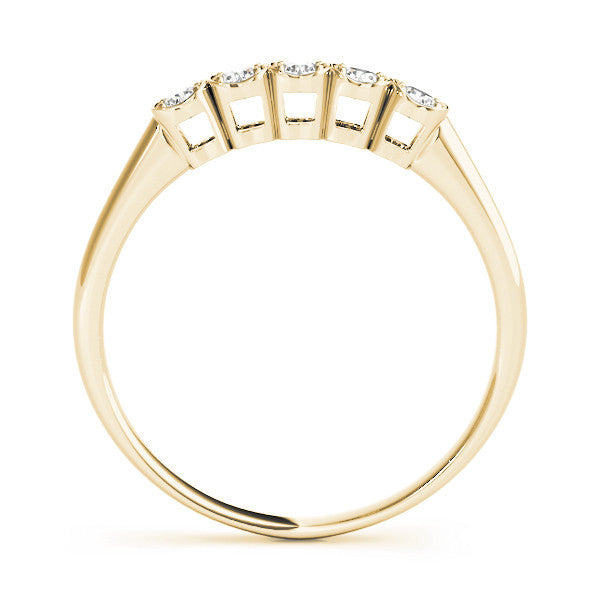 Yellow gold Five-Stone Round Diamond Bezel Set White Gold Band 1