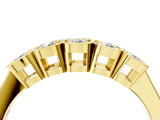 Yellow gold Five-Stone Round Diamond Bezel Set White Gold Band_8