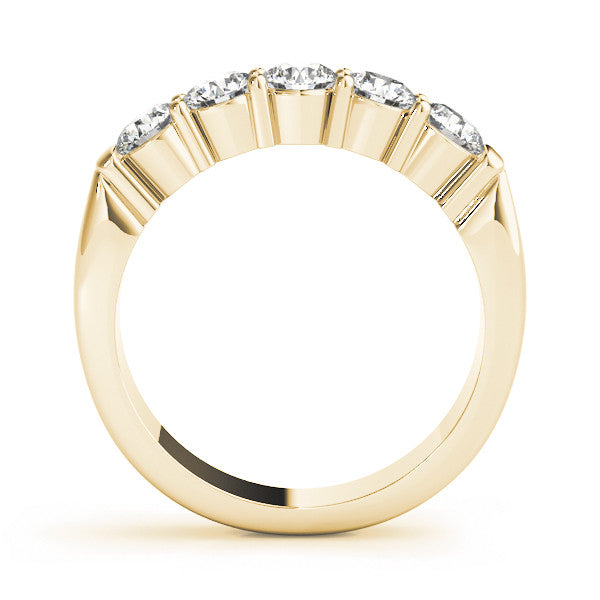 Yellow gold Five-Stone Round Diamond Channel Band with Prong Setting 1