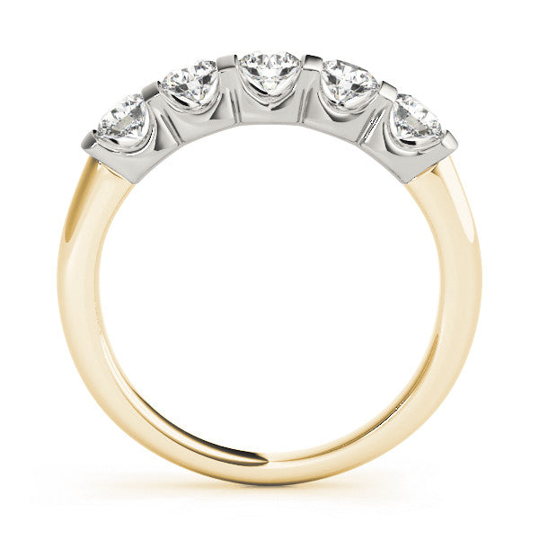 Yellow gold Five-Stone Round Diamond Channel Set White Gold Band 1