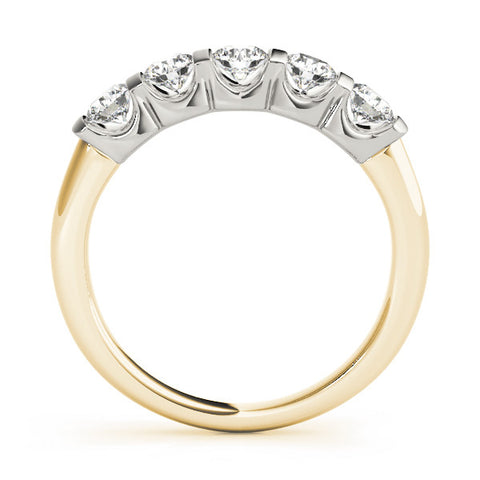 Yellow gold Five-Stone Round Diamond Channel Set White Gold Band 1