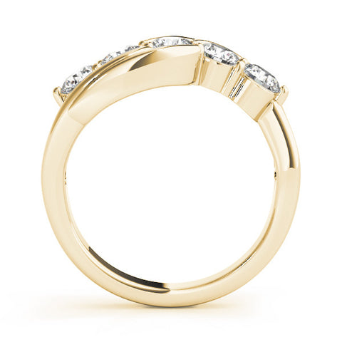 Yellow gold Five-Stone Round Diamond Crossover Band with Prong Setting 1