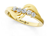 Yellow gold Five-Stone Round Diamond Crossover Band with Prong Setting_22